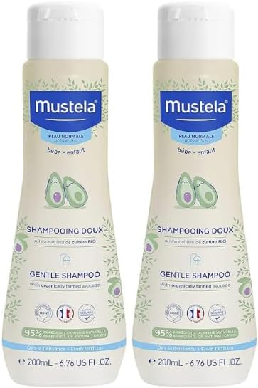 Mustela Gentle Shampoo 200ml – Pack of 2 | Tear-Free Baby Hair & Scalp Cleanser | Gentle, Nourishing & Hypoallergenic for Newborns & Infants