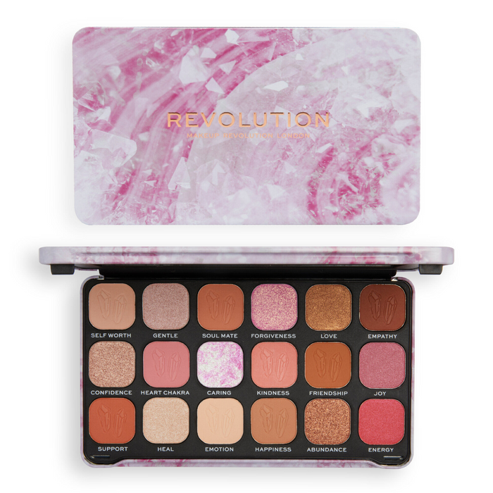 Makeup Revolution Crystal Aura Forever Flawless Paleta de sombras de ojos Cuarzo rosa