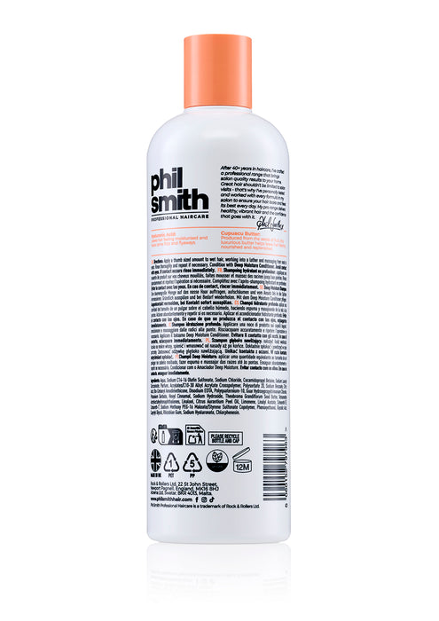 Phil Smith Professional Deep Moisture Shampoo - Hydrating & Moisturising Shampoo for Dry, Wavy & Curly Hair, Frizz Control with Hyaluronic Acid - 400ml