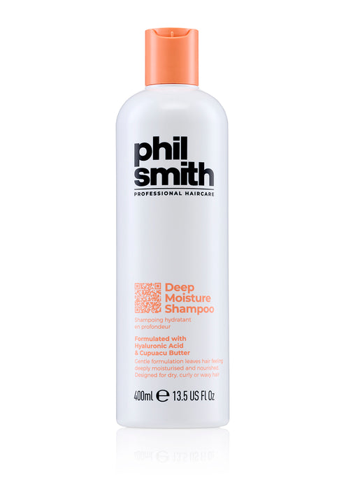 Phil Smith Professional Deep Moisture Shampoo - Hydrating & Moisturising Shampoo for Dry, Wavy & Curly Hair, Frizz Control with Hyaluronic Acid - 400ml