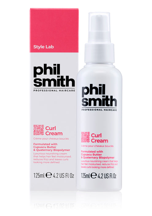 Phil Smith Professional Curl Cream - Curl Defining Cream for Curly & Wavy Hair - Nourishing Curl Cream to Define, Control Frizz & Enhance Natural Curls - 125ml