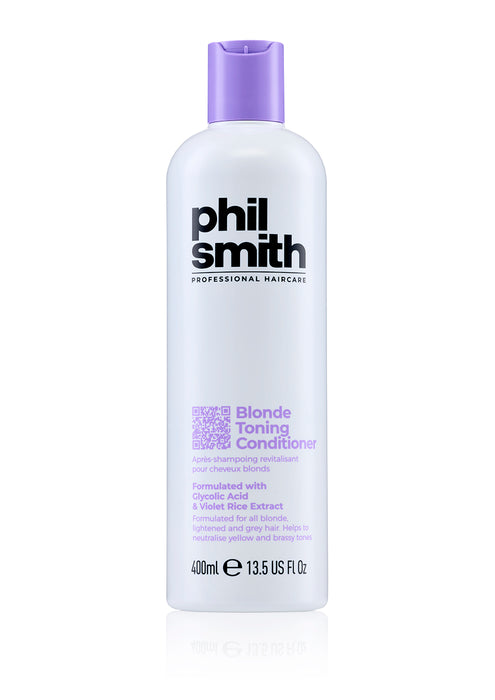 Phil Smith Professional Blonde Toning Conditioner - Purple Conditioner for Blonde, Silver & Highlighted Hair - Brightens Tone & Enhances Shine - 400ml