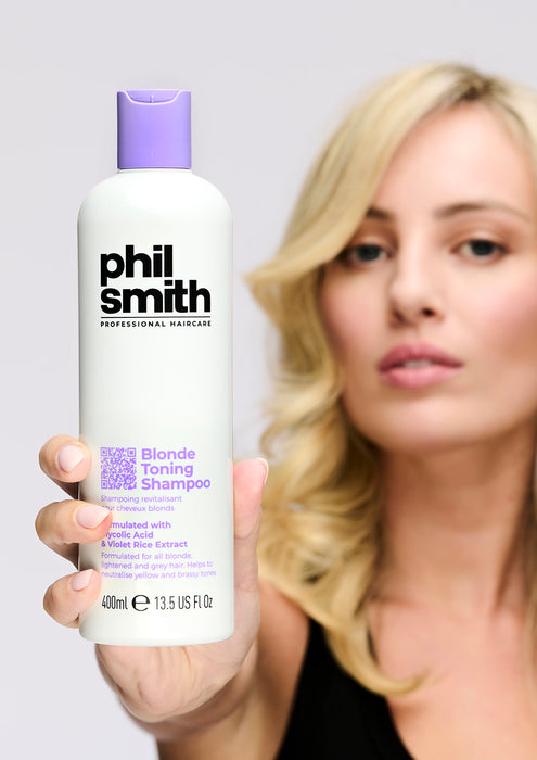 Phil Smith Professional Blonde Toning Shampoo - Purple Shampoo for Blonde, Silver & Highlighted Hair - Neutralises Brassiness & Brightens Tone - 400ml