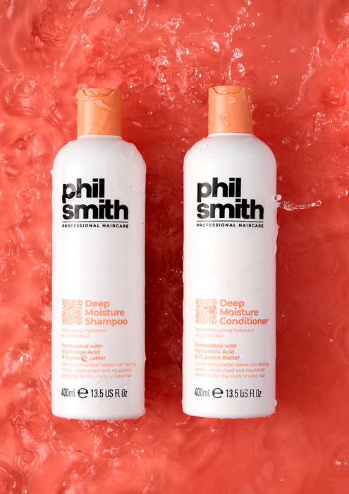 Phil Smith Professional Deep Moisture Shampoo - Hydrating & Moisturising Shampoo for Dry, Wavy & Curly Hair, Frizz Control with Hyaluronic Acid - 400ml